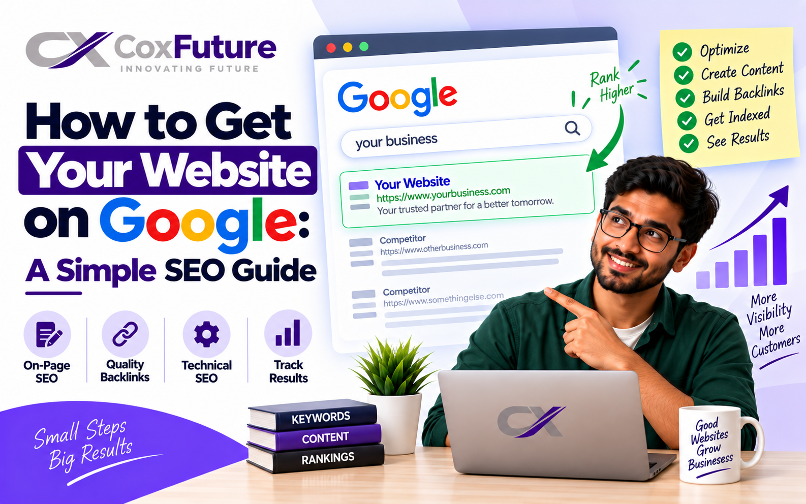 Website search visibility and SEO illustration